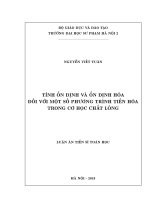 Luận án tiến sĩ Toán học: Tính ổn định và ổn định hóa đối với một số phương trình tiến hóa trong cơ học chất lỏng