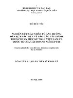 Tóm tắt Luận án tiến sĩ Kinh tế: Nghiên cứu các nhân tố ảnh hưởng đến sự khác biệt về báo cáo tài chính theo chuẩn mực kế toán Việt Nam và quốc tế của các doanh nghiệp FDI