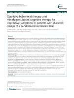 Cognitive behavioral therapy and mindfulness-based cognitive therapy for depressive symptoms in patients with diabetes: Design of a randomized controlled trial