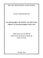Tóm tắt Luận án tiến sĩ Kinh tế chính trị: Cơ chế đại diện chủ sở hữu vốn nhà nước trong các doanh nghiệp ở Việt Nam