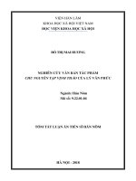 Tóm tắt Luận án tiến sĩ Hán Nôm: Nghiên cứu văn bản tác phẩm Chu nguyên tạp vịnh thảo của Lý Văn Phức