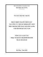 Tóm tắt luận văn Thạc sĩ Quản trị kinh doanh: Phát triển nguồn nhân lực tại Công ty TNHH MTV May Sài Gòn Xanh chi nhánh Quảng Nam