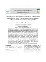 Development of theater education textbook with character education and local wisdom through active learning to improve the students’ script writing ability