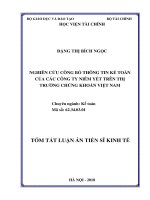 Tóm tắt Luận án tiến sĩ Kinh tế: Nghiên cứu công bố thông tin kế toán của các công ty niêm yết trên thị trường chứng khoán Việt Nam