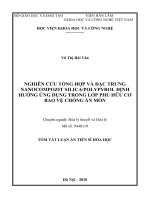 Tóm tắt luận án Tiến sĩ Hóa học: Nghiên cứu tổng hợp và đặc trưng Nanocompozit Silica Polypyrol định hướng ứng dụng trong lớp phủ hữu cơ bảo vệ chống ăn mòn