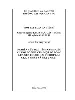 Tóm tắt Luận án tiến sĩ Nông nghiệp: Nghiên cứu đặc tính cứng cây kháng đổ ngã của một số dòng lúa nếp thuộc hai tổ hợp lai CK92 x Nhật và NK2 x Nhật
