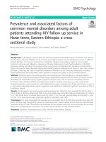 Prevalence and associated factors of common mental disorders among adult patients attending HIV follow up service in Harar town, Eastern Ethiopia: A crosssectional study