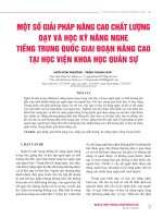 Một số giải pháp nâng cao chất lượng dạy và học kỹ năng nghe tiếng Trung Quốc giai đoạn nâng cao tại Học viện Khoa học Quân sự