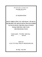 Tóm tắt Luận văn thạc sĩ Quản trị kinh doanh: Hoàn thiện công tác xếp hạng tín dụng nội bộ đối với khách hàng doanh nghiệp tại Ngân hàng TMCP ngoại thương Việt Nam - Chi nhánh Đà Nẵng