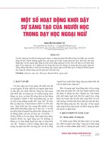 Một số hoạt động khơi dậy sự sáng tạo của người học trong dạy học ngoại ngữ