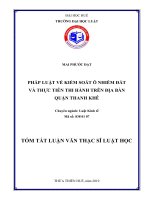Tóm tắt Luận văn thạc sĩ Luật học: Pháp luật về kiểm soát ô nhiễm đất và thực tiễn thi hành trên địa bàn Quận Thanh Khê