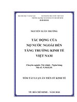 Tóm tắt Luận án tiến sĩ Kinh tế: Tác động của nợ nước ngoài đến tăng trưởng kinh tế ở Việt Nam
