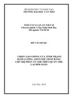 Tóm tắt Luận án tiến sĩ Nông nghiệp: Chọn tạo giống lúa tính trạng hàm lượng amylose thấp bằng chỉ thị phân tử SSR trên quần thể lai hồi giao