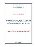 Luận án tiến sĩ Kinh tế: Hoàn thiện công tác quản lý chất lượng đào tạo nghề lái xe ô tô trong các cơ sở đào tạo nghề ở khu vực Bình Trị Thiên