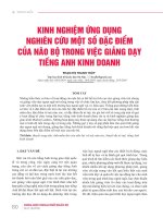 Kinh nghiệm ứng dụng nghiên cứu một số đặc điểm của não bộ trong việc giảng dạy tiếng Anh kinh doanh