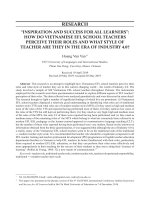 “Inspiration and success for all learners”: How do Vietnamese efl school teachers perceive their roles and what style of teacher are they in the era of industry 4.0?