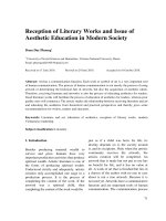 Reception of literary works and issue of aesthetic education in modern society