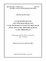 Tóm tắt Luận án tiến sĩ Y học: Vai trò độ bão hòa oxy máu tĩnh mạch trung tâm và độ thanh thải lactate máu động mạch trong tiên lượng nhiễm khuẩn huyết và sốc nhiễm khuẩn