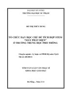 Tổ chức dạy học chủ đề tích hợp Stem Máy phát điện ở trường trung học phổ thông