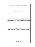 Luận án tiến sĩ Lịch sử: Đảng lãnh đạo tranh thủ sự ủng hộ, giúp đỡ quốc tế từ năm 1945 đến năm 1954