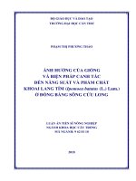 Tóm tắt Luận án tiến sĩ Nông nghiệp: Ảnh hưởng của giống và biện pháp canh tác đến năng suất và phẩm chất khoai lang tím (Ipomoea batatas (L.) Lam.) ở Đồng bằng sông Cửu Long