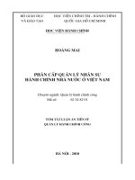 Tóm tắt luận án Tiến sĩ Quản lý Hành chính công: Phân cấp quản lý nhân sự hành chính nhà nước ở Việt Nam