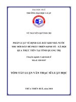 Tóm tắt Luận văn thạc sĩ Luật học: Pháp luật về định giá đất khi nhà nước thu hồi đất để phát triển kinh tế xã hội qua thực tiễn tại tỉnh Quảng Trị