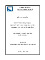 Tóm tắt luận văn Thạc sĩ Tài chính ngân hàng: Hoàn thiện hoạt động quản lý thu ngân sách Nhà nước qua Kho bạc Nhà nước Đà Nẵng