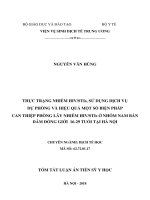 Tóm tắt Luận án tiến sĩ Y học: Thực trạng nhiễm HIV/STIs, sử dụng dịch vụ dự phòng và hiệu quả một số biện pháp can thiệp phòng lây nhiễm HIV/STIs ở nhóm nam bán dâm đồng giới 16-29 tuổi