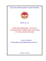 Luận án tiến sĩ Lịch sử: Đảng bộ tỉnh Bà Rịa - Vũng Tàu lãnh đạo phát triển kinh tế du lịch từ năm 1991 đến năm 2015