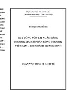 luận văn thạc sĩ huy động vốn tại ngân hàng TMCP công thương việt nam – chi nhánh quang minh 