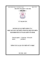 Tóm tắt Luận án tiến sĩ Y học: Đánh giá sự biến đổi của một số gen mã hóa enzym chuyển hóa xenobiotics ở nam giới vô sinh