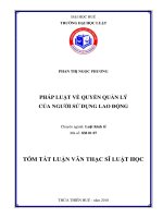 Tóm tắt Luận văn thạc sĩ Luật học: Pháp luật về quyền quản lý của người sử dụng lao động