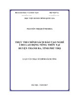 Tóm tắt Luận văn thạc sĩ Chính sách công: Thực thi chính sách đào tạo nghề cho lao động nông thông tại huyện Thanh Ba, tỉnh Phú Thọ