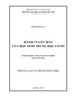Tóm tắt Luận văn tiến sĩ Tâm lý học: Hành vi gây hấn của học sinh trung học cơ sở