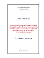 Luận án tiến sĩ Kinh tế: Nghiên cứu các yếu tố ảnh hưởng đến mức độ công bố thông tin trong BCTN của các công ty niêm yết trên HOSE