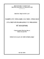 Tóm tắt luận án Tiến sĩ Hóa học: Nghiên cứu tổng hợp, cấu trúc, tính chất của một số Oxađiazole và Triazole từ Eugenol