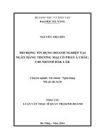 Tóm tắt luận văn thạc sĩ Quản trị kinh doanh: Mở rộng tín dụng doanh nghiệp tại Ngân hàng thương mại cổ phần Á Châu, Chi nhánh Đắk Lắk