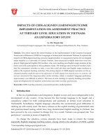 Impacts of cefr-aligned learningoutcome implementation on assessment practice at tertiary level education in Vietnam: An exploratory study