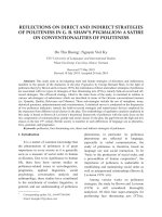 Reflections on direct and indirect strategies of politeness in G. B. Shaw’s Pygmalion: A satire on conventionalities of politeness