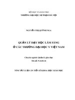 Tóm tắt Luận văn tiến sĩ Khoa học giáo dục: Quản lý dạy học lâm sàng ở các trường Đại học Y Việt Nam