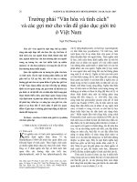 Trường phái “Văn hóa và tính cách” và các gợi mở cho vấn đề giáo dục giới trẻ ở Việt Nam