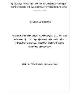 Luận án tiến sĩ Khoa học giáo dục: Nghiên cứu lựa chọn và  ứng dụng các bài tập kết hợp vật lý trị liệu phục hồi chức năng vận động sau chấn thương khớp cổ chân cho vận động viên