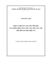Luận văn tiến sĩ Khoa học giáo dục: Quản lý đội ngũ giáo viên tiểu học vùng đồng bằng sông Cửu Long theo yêu cầu đổi mới giáo dục hiện nay