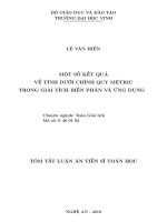 Tóm tắt Luận án tiến sĩ Toán học: Một số kết quả về tính dưới chính quy mêtric trong giải tích biến phân và ứng dụng