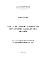 Tăng cường thanh tra ngân sách nhà nước cấp huyện trên địa bàn tỉnh hưng yên 