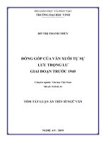 Tóm tắt Luận án tiến sĩ Ngữ văn: Đóng góp của văn xuôi tự sự Lưu Trọng Lư giai đoạn trước 1945