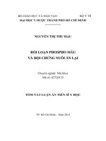 Tóm tắt Luận án tiến sĩ Y học: Rối loạn phospho máu và hội chứng nuôi ăn lại
