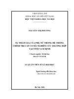Luận án tiến sĩ Xã hội học: Sự tham gia của phụ nữ trong hệ thống chính trị cấp cơ sở: nghiên cứu trường hợp tại tỉnh Nam Định