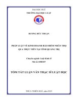 Tóm tắt Luận văn thạc sĩ Luật học: Pháp luật về kinh doanh bảo hiểm nhân thọ qua thực tiễn tại tỉnh Quảng Trị